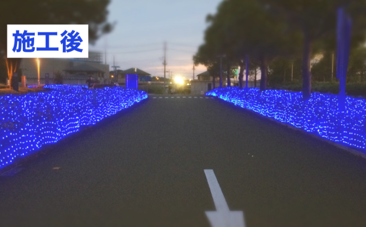 ネットライトのブルーの施工例。埼玉県さいたま市